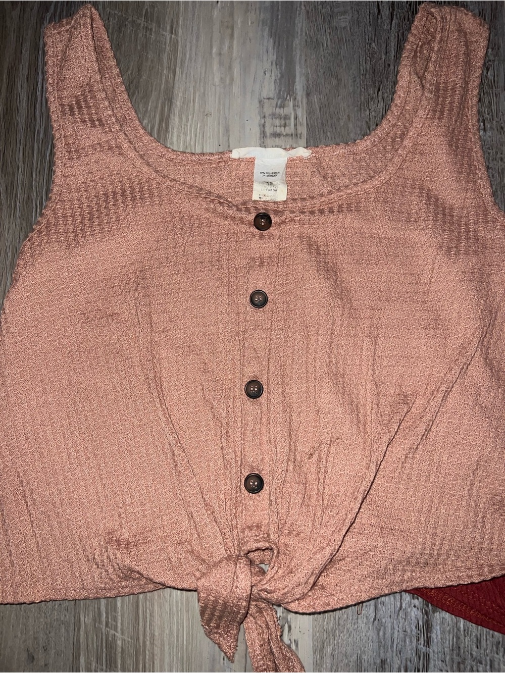 Button-Front Tank Top - Pink & Burgundy - Picture 2 of 3